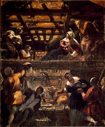 Impression Tintoretto Adoration des bergers 60x90cm pour corriger un mur de bureau vide