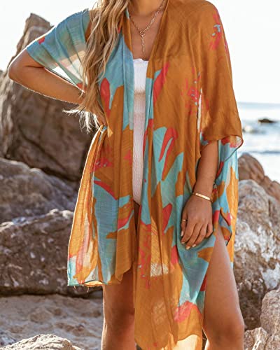 Vestido de playa de longitud media con estampado solar modelo W 2