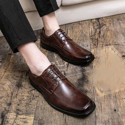 Leather Lace-Up Business Shoes for Men Men's Comfort Orthopedic Oxford Dress Shoes Square Toe Formal Shoes Wedding & Gentleman Shoes2