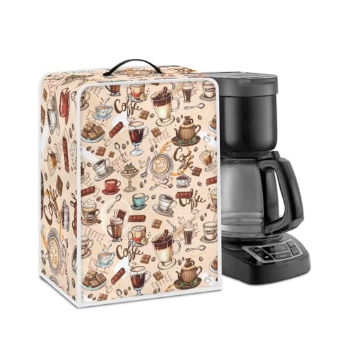 Psesaysky Coffee Maker Cover - Coffee Pattern - Drip Coffee Machine - Fabric - Portable - 2 Count