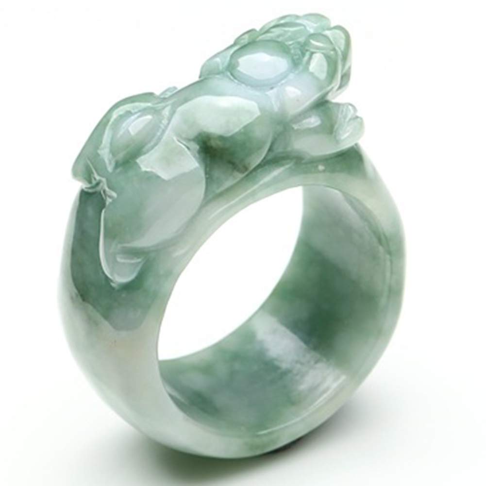 LYFHJD Burmesischer Jadeit-Ring. Schwimmender grüner Pixiu-Jade-Ring