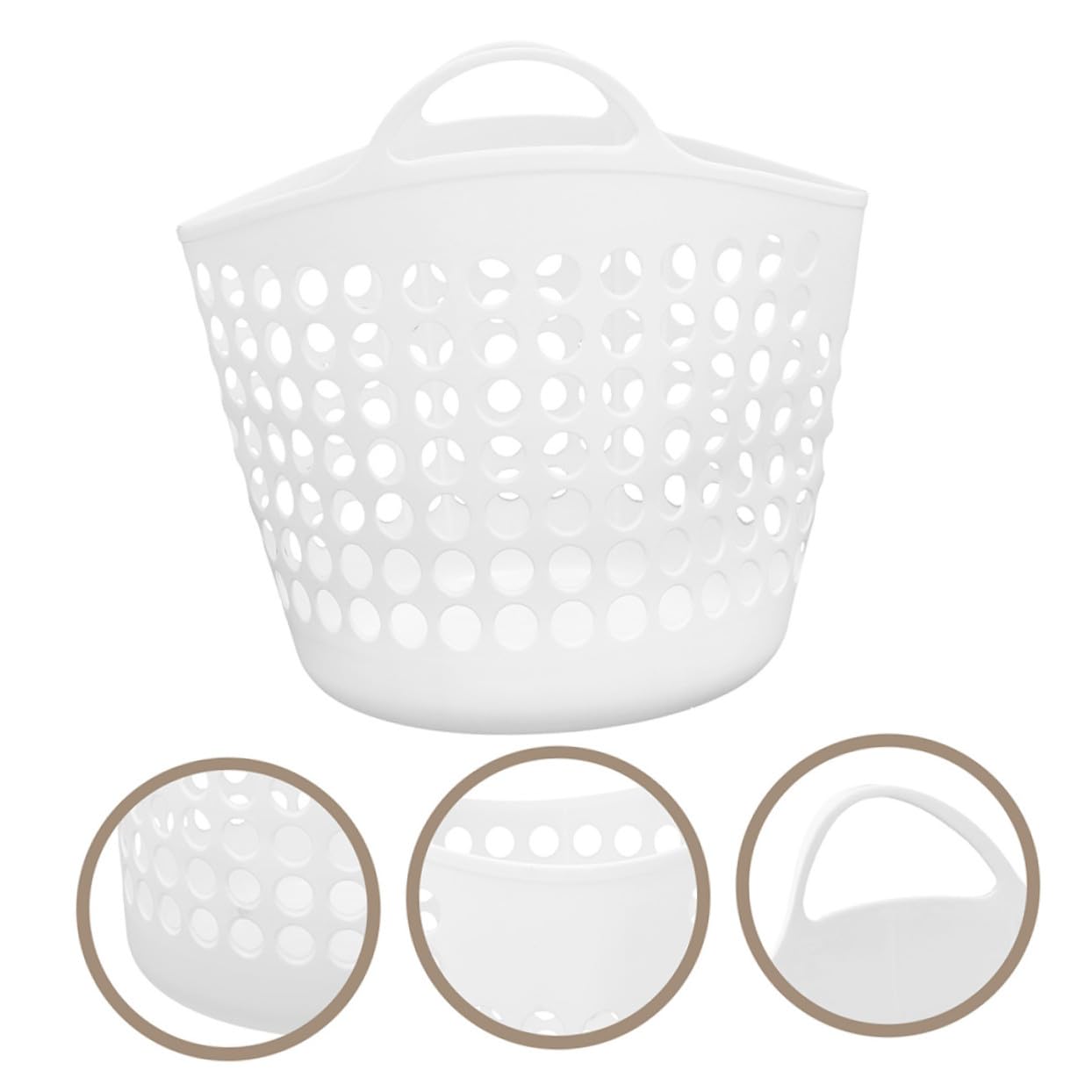 Cesto Bucato Sporco in PE Bianco 40l, Leggero, Traforato