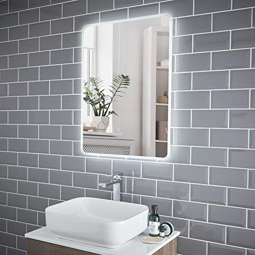 Pebble Grey™ Globe Illuminated LED Bathroom Mirror with Concealed Heated Demister Mirror Pad and Motion Sensor Switch | 600 x 800 | IP44 Rated | 10 Year Guarantee