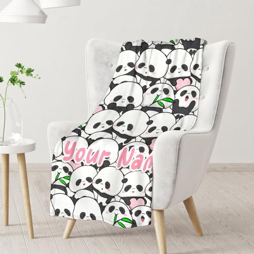 Mercuryelf Custom Panda Throw Blanket - Soft, Fuzzy & Warm - 30x40 Inches Small Blankets for Lap, Crib - White Funny Throws Gift for Panda Lovers