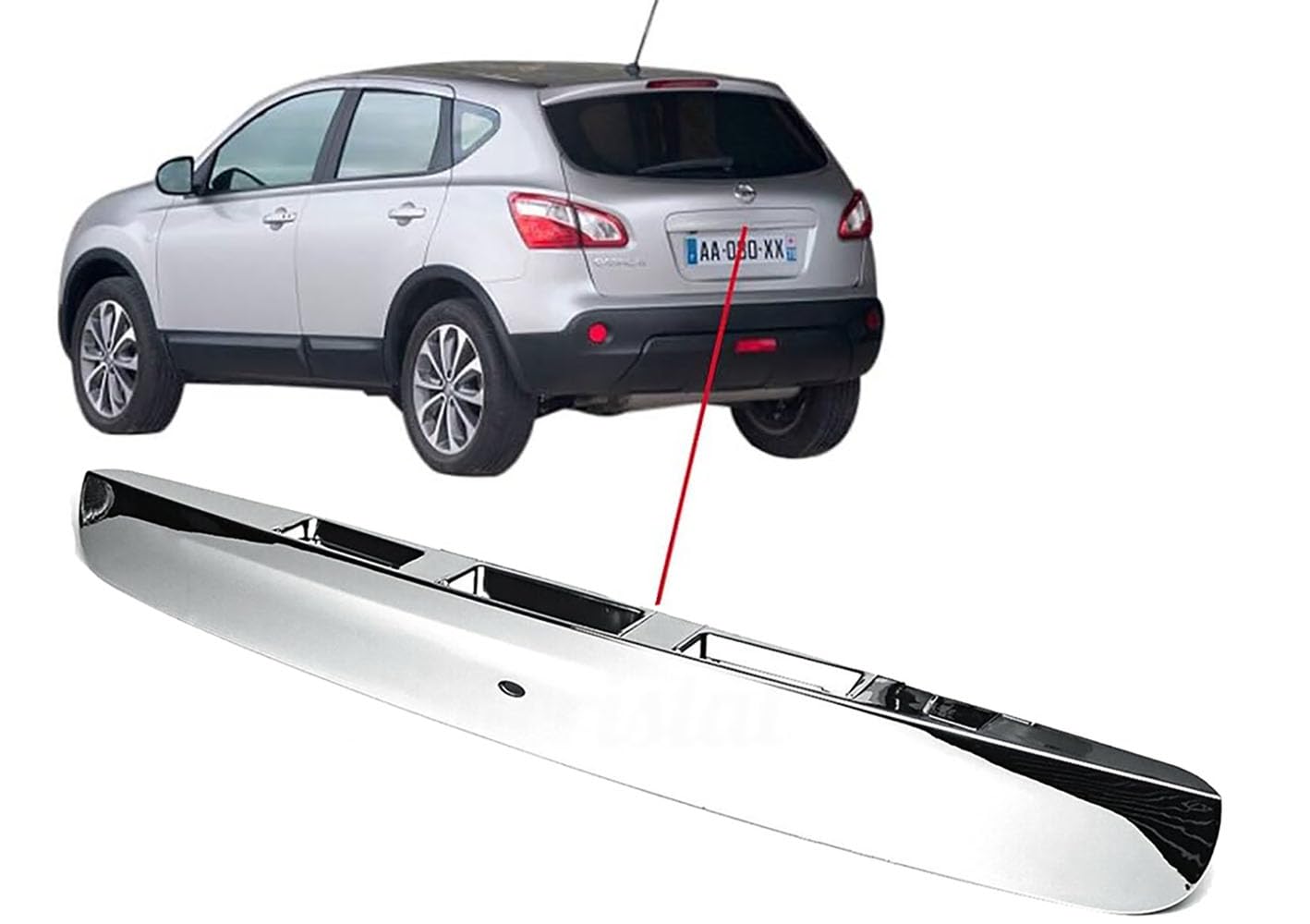 Pro-Plip poignée de coffre arrière hayon compatible pour Qashqai Blanc Chrome brillant Avec ou Sans Camera I-Key 90812JD20H