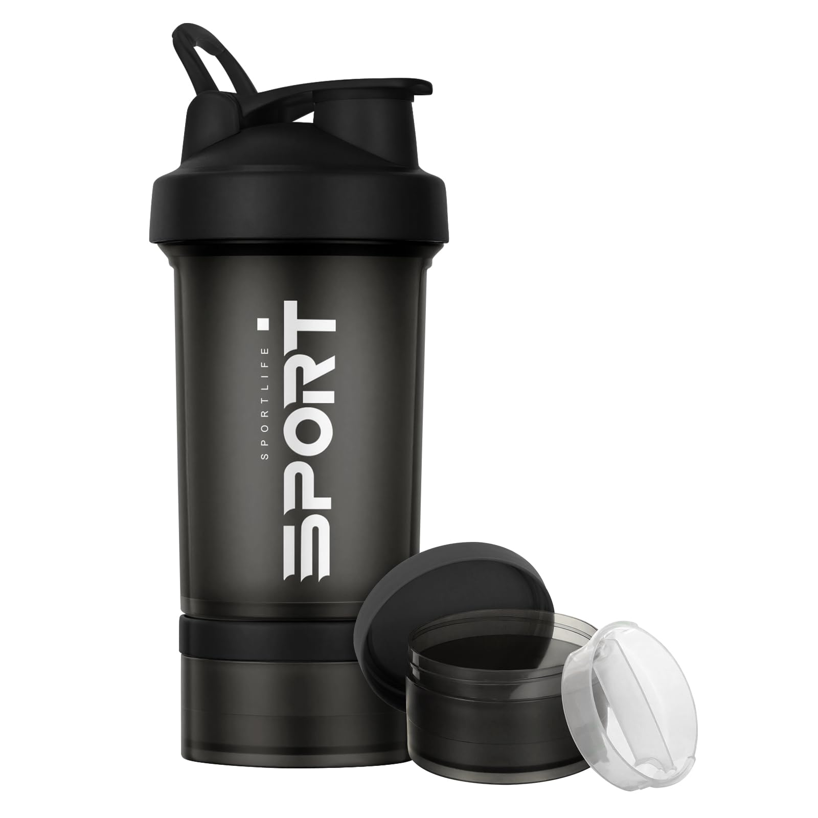 Wysokiej jakości Shaker Protein Shaker do uzupełniających wstrząsów, jednorodna i łatwa do czyszczenia mieszanka białek, trwała i bezpieczna, czarna, pojemność 500 ml
