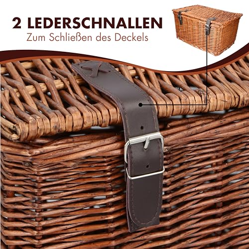 Bicycle Gear Rattan Fahrradkorb Vorne Groß - Lenkerkorb Fahrrad 30L - Bäckerkorb 45 x 30 x 25 cm - Gepäckträger Vorne Fahrrad Zubehör - Fahrradkorb Geflochten, Braun