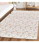 Artoid Mode Orange Pumpkins Maple Leaves Fall Area Rug, Autumn Thanksgiving Home Decor Low-Profil...