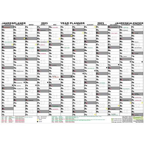Wandplaner DIN A1 gefaltet Wandkalender Kalender Jahr Mond Phasen Plan KW groß Feiertage Cover