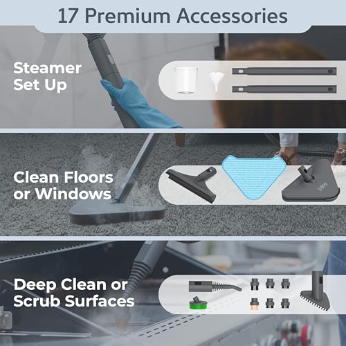 Image of Pure Enrichment PureClean XL Rolling Steam Cleaner - Professional 1.5L Multi-Purpose Heavy Duty Steamer, 17 Accessories, Chemical-Free Deep Cleaning of Floors, Upholstery, Windows, Grout, Cars & More