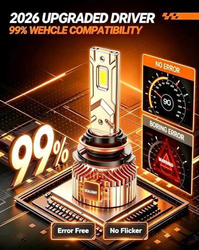 Image of SEALIGHT 9005 9006 Bulbs, 168000 9X Brightness Light Bulbs, HB3 HB4 6500K Cool White Bulbs with 25000RPM Fan, Plug and Play ATV /UTV, 10-Year Extended Lifespan IP68 Waterproof, Pack of 4