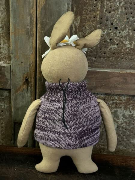 Primitives-Supplies-for-Country-Primitive-Rustic-Daisy-Easter-Bunny-Rabbit-Doll-in-Purple-Sweater-11-for-Home-Easter-Holiday-Decor Primitives Supplies for Country Primitive Rustic Daisy Easter Bunny Rabbit Doll in Purple Sweater 11 for Home Easter Holiday Decor