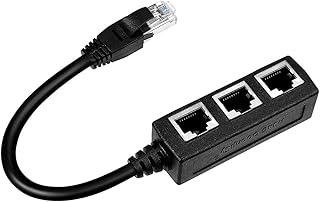 Gezezuee RJ45 Ethernet Cable Splitter Network Adapter,Ethernet Splitter 1 to 3 Cable Adapter Suitable Super Cat5, Cat5e, Cat6, Cat7 LAN Ethernet Socket Connector Adapter lan Splitter, black
