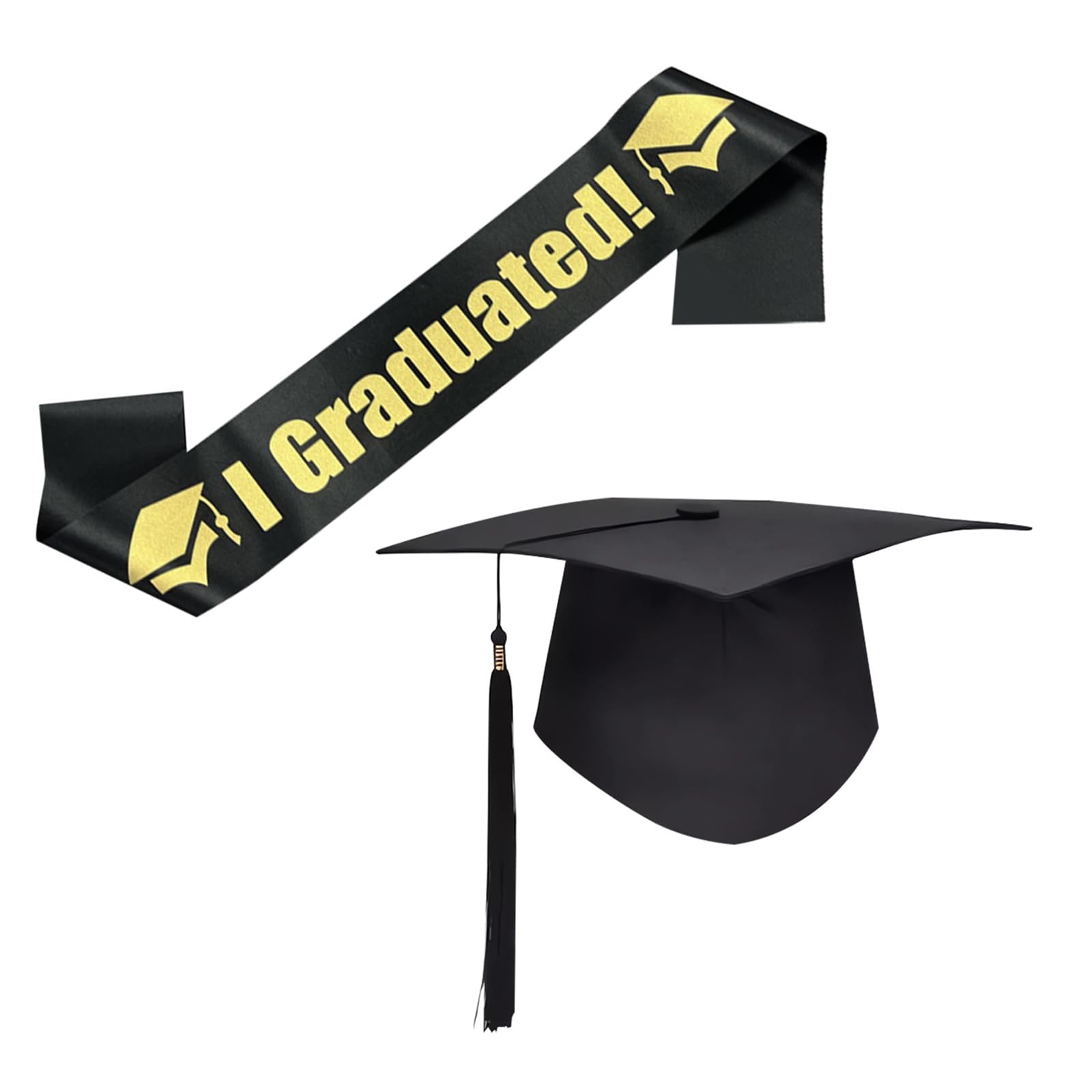 Maxtonser Graduation Season Sash and Hat Set Graduation Bachelor Hat for College High School Graduation Ceremony Photography Props