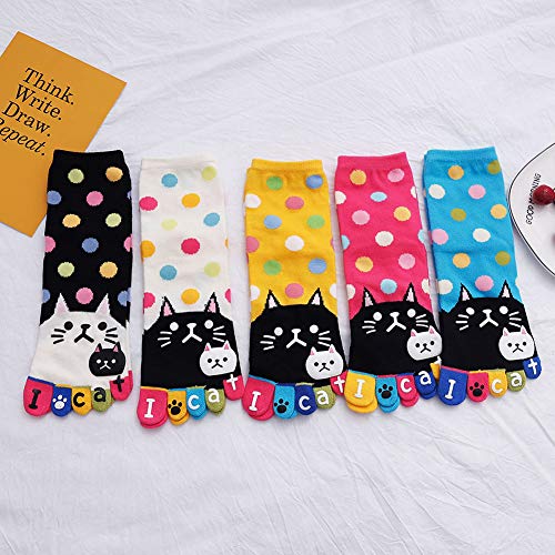 Artfasion Women's Toe Socks Cotton Comfy Low Cut Ankle with Reinforced Heel and Toe Crew Socks for Ladies2