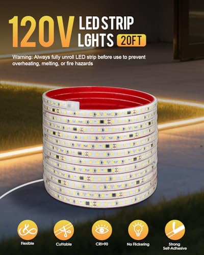 Tira LED Aclorol Outdoor 20FT Blanco Cálido Impermeable miniatura 2