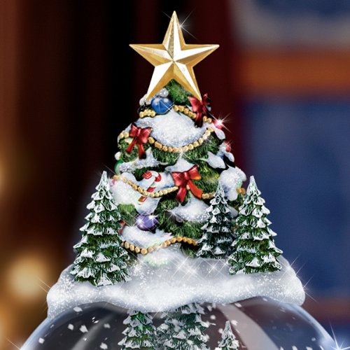 Thomas Kinkade Wondrous Winter Musical Tabletop Christmas Tree with Snowglobe: Lights Up!