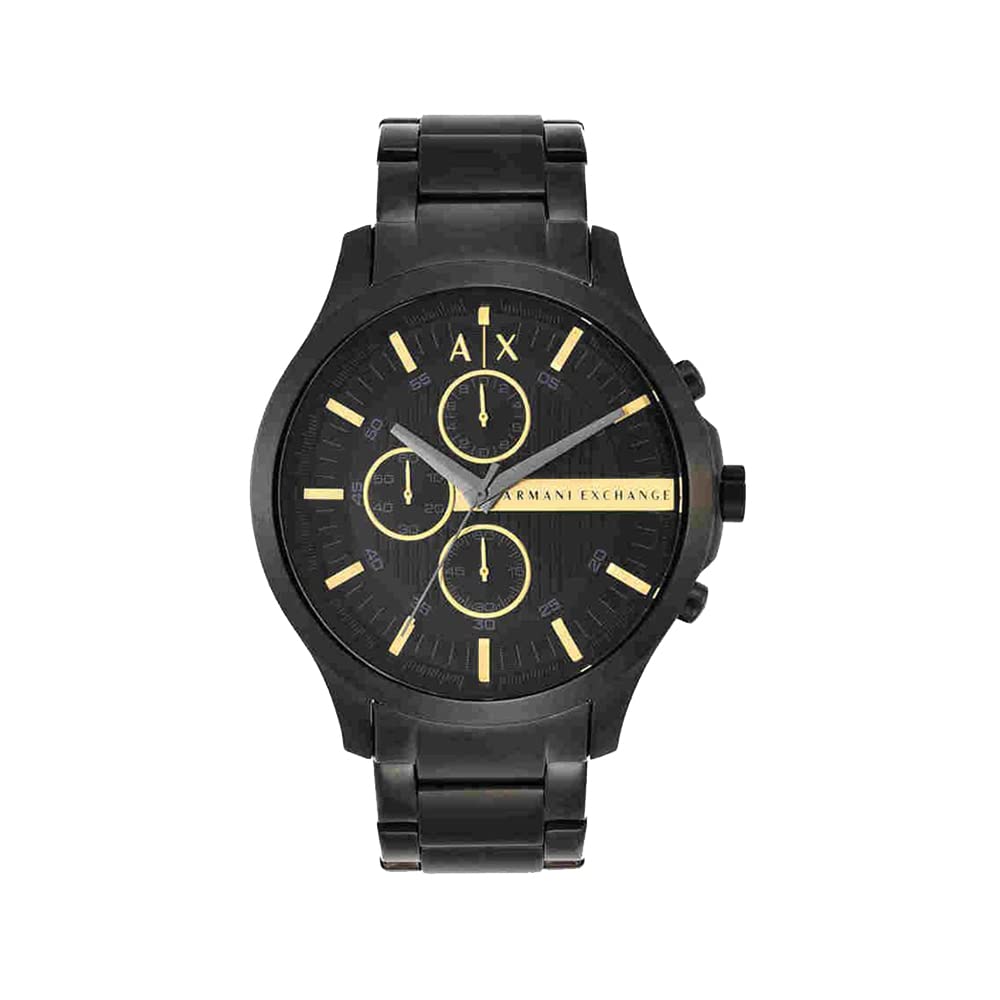 Armani Exchange Mens 46 mm Hampton Black Dial Stainless Steel Chronograph Watch - AX2164