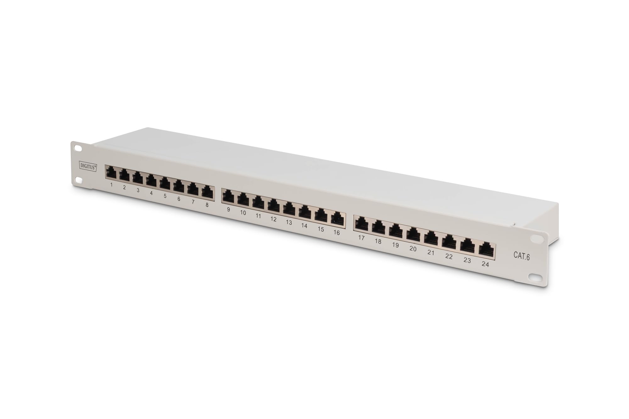 DIGITUS patch panel - 19-inch - Cat 6-24-port RJ45 - Shielded - LSA patch field - Rack mount 1U - Grey