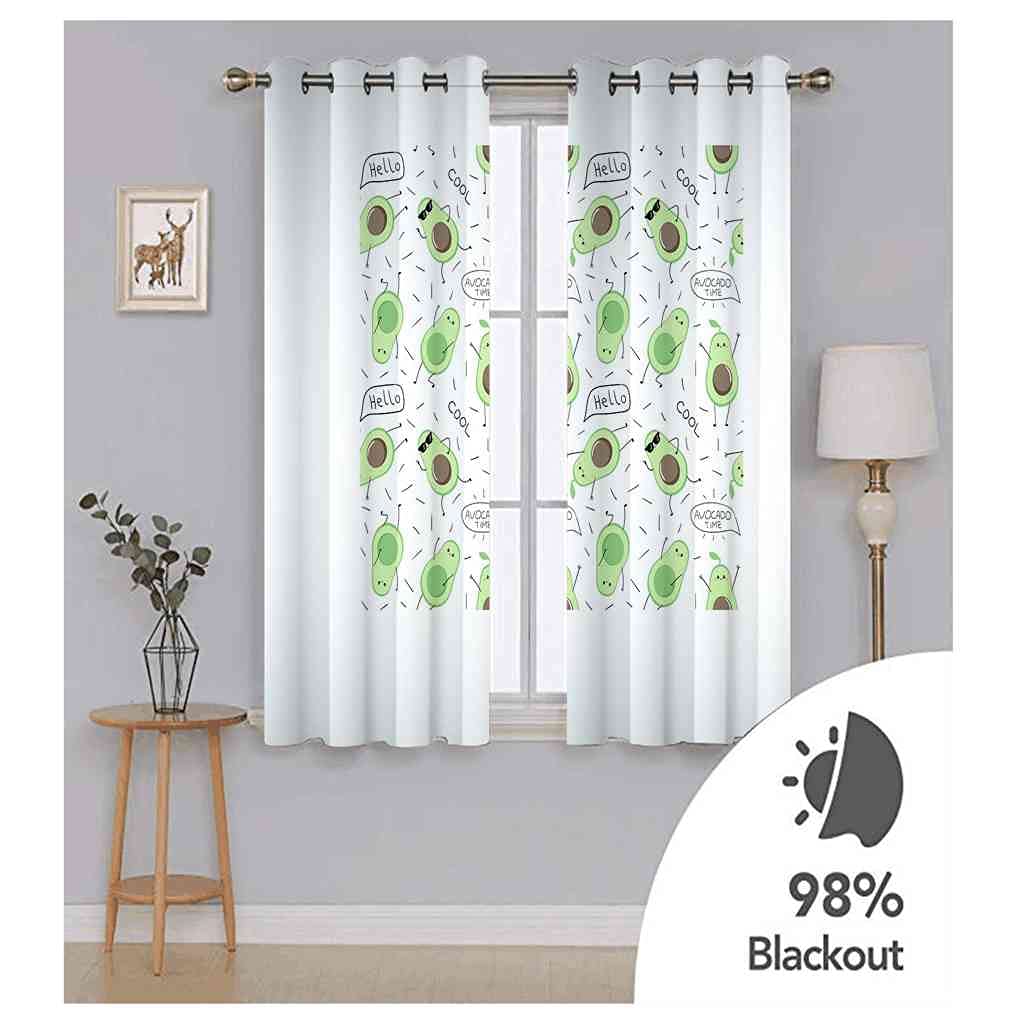 3D Avocado Vorhänge Verdunkelung 2er Set – Ösen, 264x160 Cm, Blickdicht, Kälteschutz – Für Wohnzimmer, Schlafzimmer, Büro – 70-90% Lichtblockade