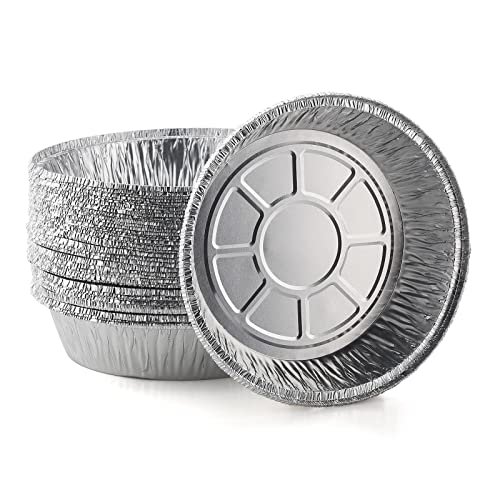 DNIEBW Round Tin Foil Pans 9 Inch Premium Disposable Pie Tins Durable Foil Pans Foil Baking Tins for Delicious Pies, a Crispy Pie Crust, or Delectable Tart, Quiche, Flan or Cake (Pack of 50)