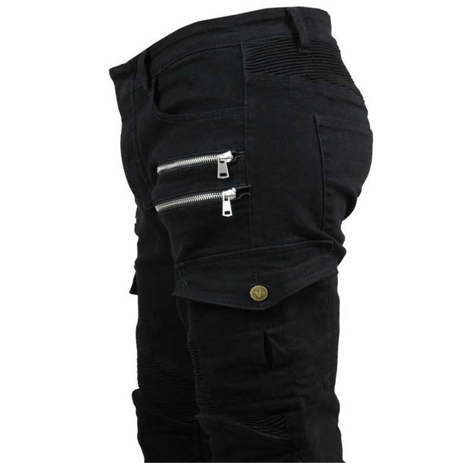 BEDSETS Pantaloni da moto Pantaloni protettivi, Pantaloni da motociclista da moto da uomo - Pantaloni jeans realizzati con aramide con armatura protettiva CE (Nero,XXS)
