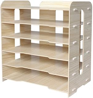Trace Listowe Drewniane, Magazyn Rack Holder Desk Organizatorzy i akcesoria Tray papieru, 6 TACE LITER TRACKI PŁYTKOWY Uchwyt Organizator do biura, kolor obrazu, 33x23x35cm Dirgee