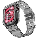 amBand Compatible for Apple Watch Band 41mm 40mm 38mm with Bumper Case, Rugged Men Women Bands for iWatch SE 3 SE2nd SE Series 9 8 7 6 5 4 3, Sport Military Protective Cases Drop-Proof, Crystal Black