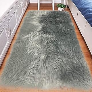 Faux Sheepskin Rug Fluffy Rug Fluffy Area Small Rugs Shaggy Rugs for Bedroom Rug Fluffy Sofa Floor Carpet Home Decoration(White 23.6 x 35.4 inch)