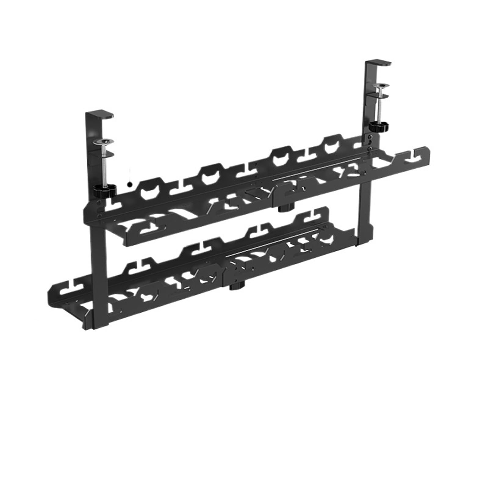 Vassoio Portacavi Scrivania Nessuna perforazione estensibile sotto la scrivania Gestione dei cavi Vassoio porta in ​​metallo con morsetto Portacavo retrattile for ciabatta(Double retractable)