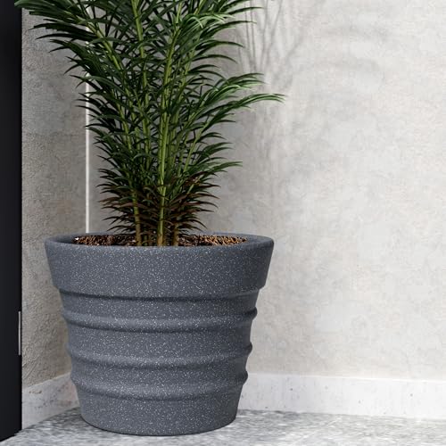 Image of YUCCABE ITALIA Fox B BR 21 Inch Grey Planter Pot Large Decorative Flower Pot for Garden & Terrace