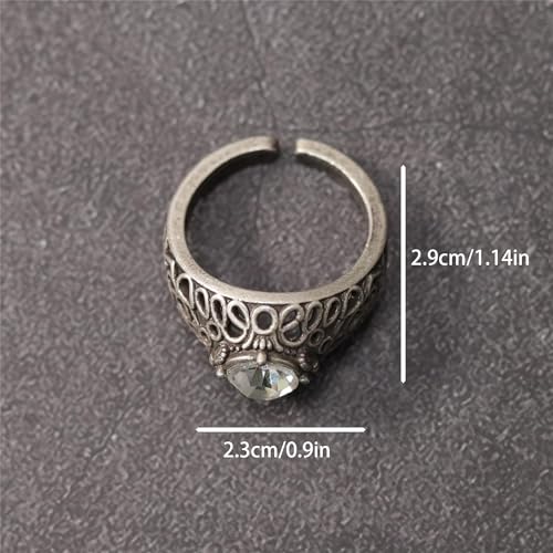 Image of MYAROMA FINDINGS Bloodline Annalise engagement ring, alloy antique silver inlaid with gemstones, Cosplay animation peripheral bracelet