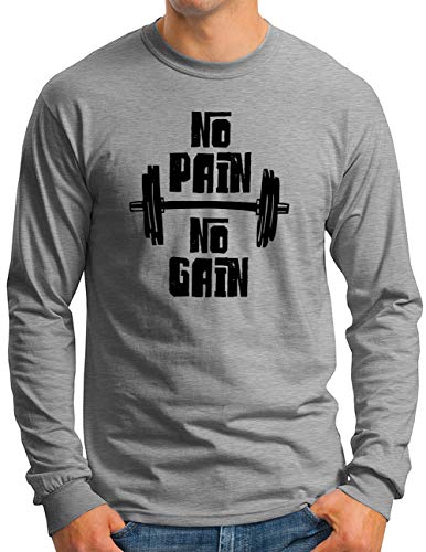 T-shirt manches longues OM3 gris mélangé musculation fitness du S au 4XL