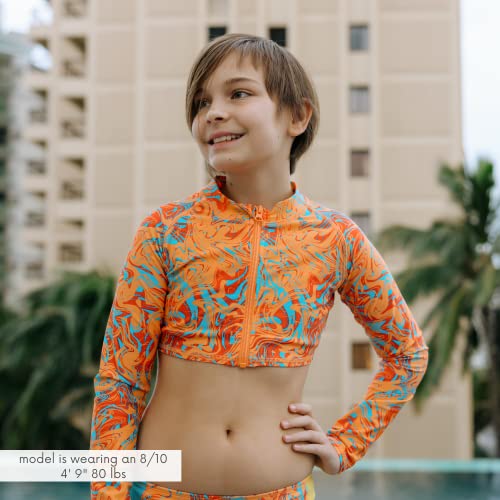 Image of SwimZip Girls' Long Sleeve Zipper Crop Top Rash Guard UPF 50+ Sun Protection