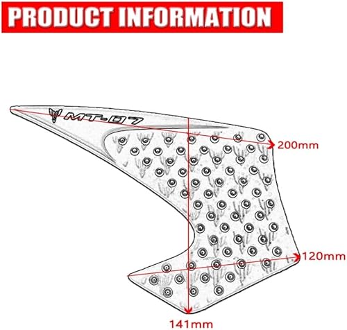 Miniatura 6 de Tank Pad Sticker Sticker Anti Slip Fuel Tank Pad Side Gas Knee Grip for Ya&maha MT07 MT-07 MT 07 2013 2014 2015 2016 2017 Motorcycle