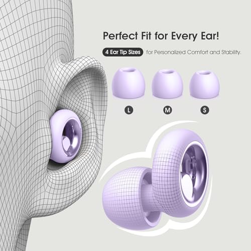 Image of Noise Cancelling Ear Plugs for Sleeping, Reusable Silicone Ear Plugs for Noise Reduction, Soft Hearing Protection with 8 Ear Tips for Concerts, Work, Swimming, and Travel(Grape)