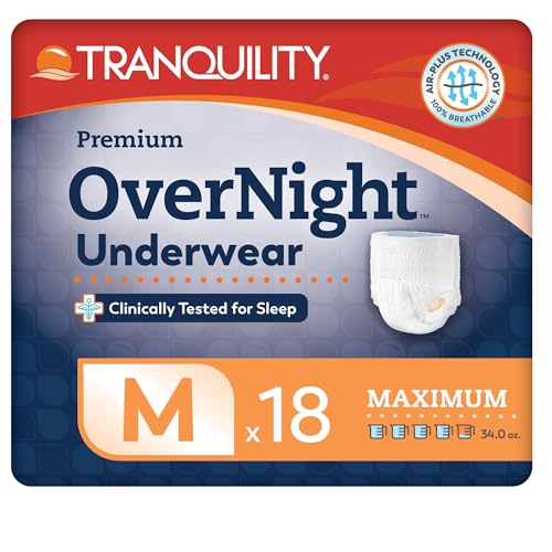 Image of Tranquility Overnight Absorbent Underwear, M, Maximum, 48 in, 18 ct