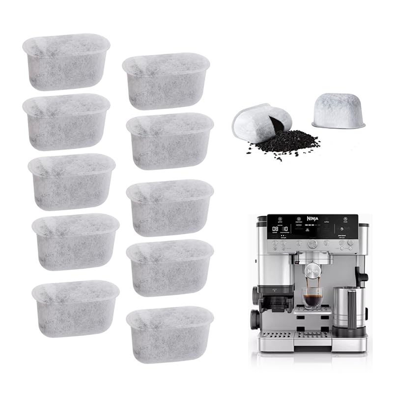 10 Pack Water Filter Inserts for Ninja Luxe Caf ES601 ES701 Charcoal Filters for Espresso Machines and Coffee