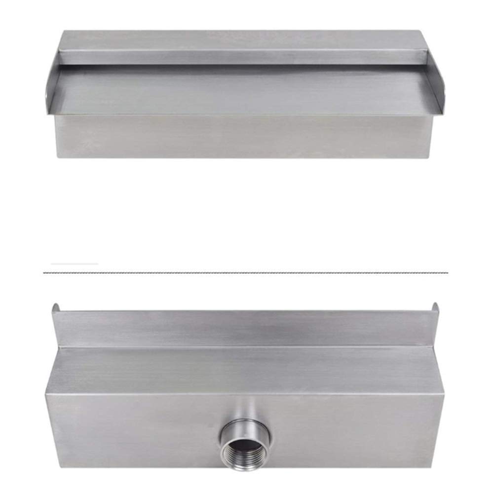 Fontana per Piscina in Acciaio Inox, Cascata per Piscina, con Striscia Luminosa a LED, Cascata con Canale di Scarico Rettangolare, per Acquario, Giardino, Esterno, irrigatore