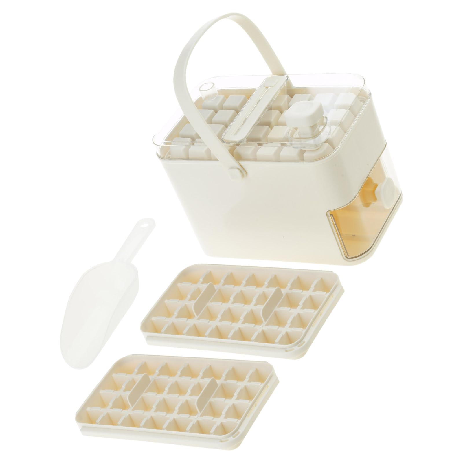 MALSSE Press Type Ice Box with Lid and Bin Ice Maker Mold Easy Release Trays Storage Box for Freezers Enduring Press Type