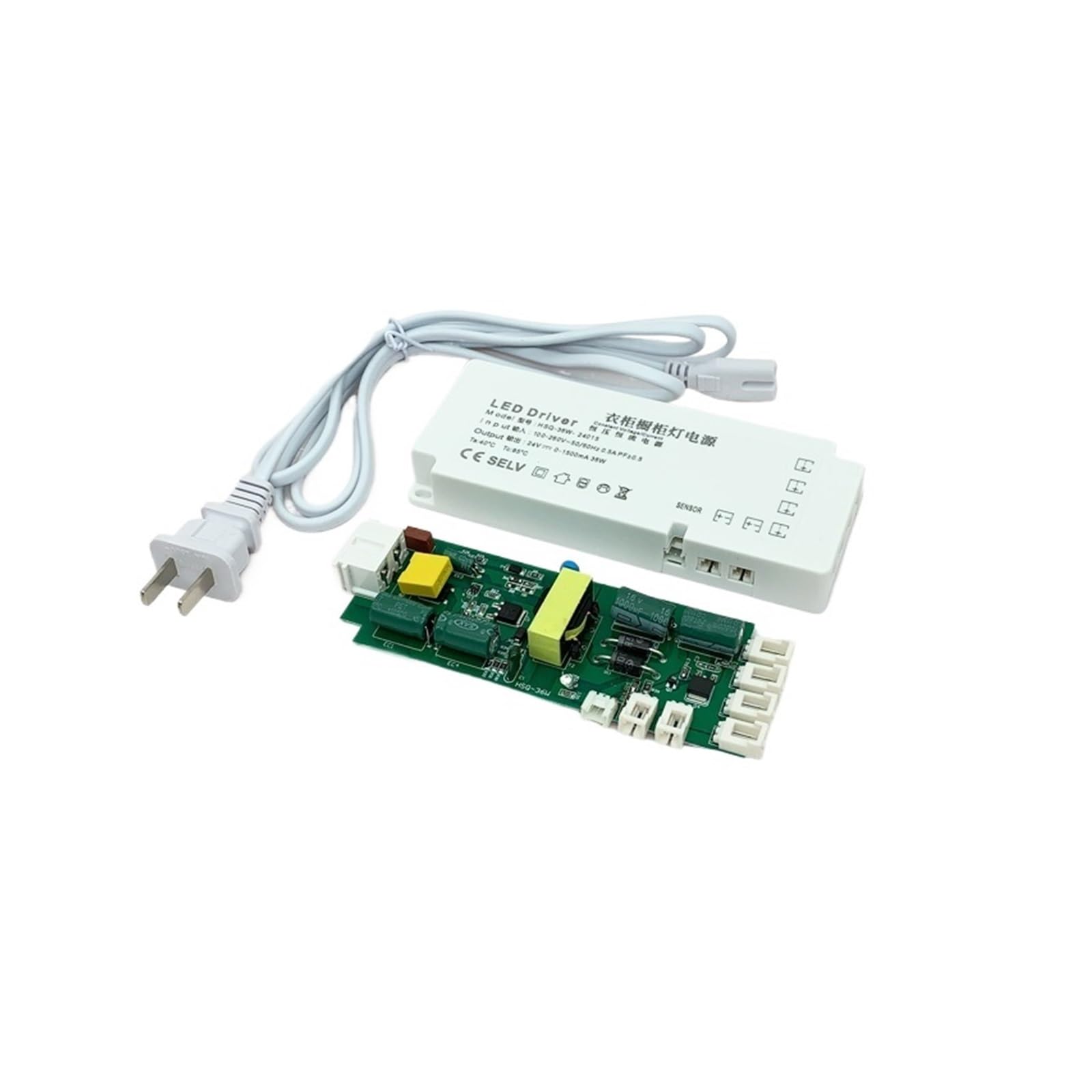 PWANUIGTE Wardrobe Cabinet Light Power Supply 12V Ultra-Thin Induction Port Showcase Wine Layer Linear Transformer(DC24V 36W 6 ports)