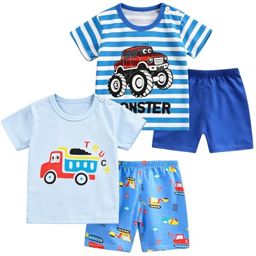 Image of Toddler Boys T-shirt and Shorts Set 4 PCs Outfit Baby Summer Clothes