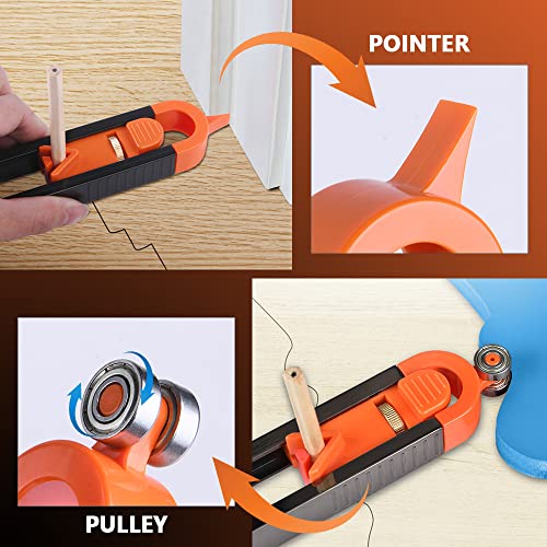 flintronic Konturenlehre, Konturenlehre mit Schloss, Verriegelungsmechanismus, Irregular Contours, Werkzeug zum Kopieren von unregelmäßigen Konturen zum professionellen Messen von Holz(3 Bleistift)
