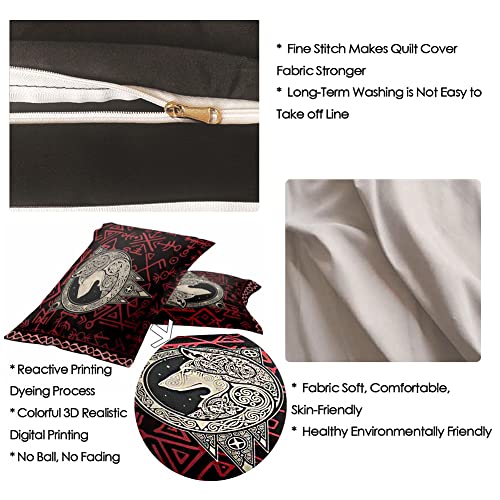 Housse de couette Fenrir Wolf ensemble literie Viking mythologie nordique 3 pièces 200x200 - 6