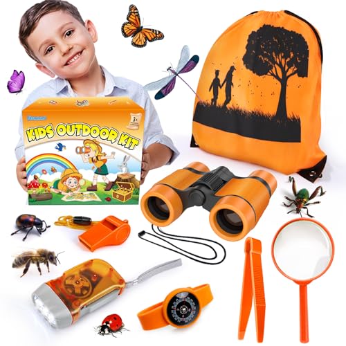 YOPINSAND Kids Explorer Kit & Bug Catcher Kit, Camping Gear for Kids, Outdoor Exploration Set with Backpack & Binoculars, Ideal Outdoor Adventure Toys for Boys Girls 3-12