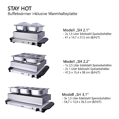 Stay Hot SH 3.1, 2-in-1 Buffetwärmer & Warmhalteplatte, 200 Watt, Ideale Lösung für Buffets, Partys und Familienessen – Bild 7