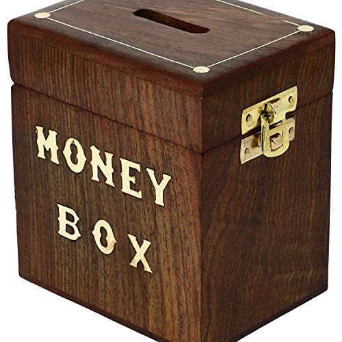 Image of ITOS365 Handicrafted Wooden Money Bank - Coin Saving Box - Piggy Bank - Gifts for Kids, Girls, Boys & Adults