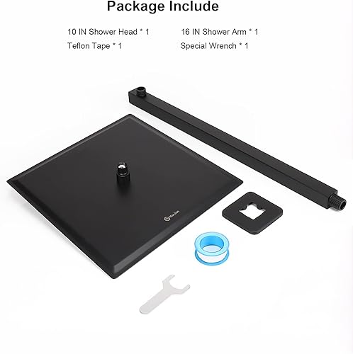 Miniatura 8 de HarJue Cabezal de ducha con brazo de extensión, cabezal de ducha cuadrado de alta presión con brazo de ducha, cabezal de ducha de acero inoxidable,