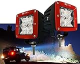 OZ-USA R 4D POD Flood Phillips LED lights RED Bezel fog atv offroad 3 x 4 race beam truck motorcycle cube