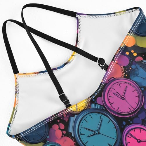 Girl's One Piece Swimsuit Colorful Alarm Clock Beach Bathing Swimwear4